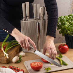 Set cuțite Klausberg KB 7978, 8 piese, Oțel inoxidabil, Suport, Suport hârtie de bucătărie, Bej