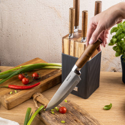 Set cuțite Klausberg KB 7983, 6 piese, Oțel inoxidabil, Mâner lemn de salcâm, Maro/grafit