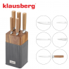 Set cuțite Klausberg KB 7983, 6 piese, Oțel inoxidabil, Mâner lemn de salcâm, Maro/grafit