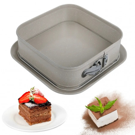 Tavă de copt Kinghoff KH 1977, 27.5x27.5x8 cm, Fund detașabil, Finisaj marmură, Bej