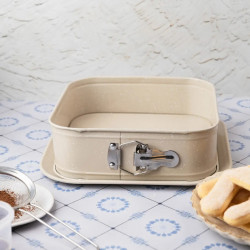 Tavă de copt Kinghoff KH 1977, 27.5x27.5x8 cm, Fund detașabil, Finisaj marmură, Bej