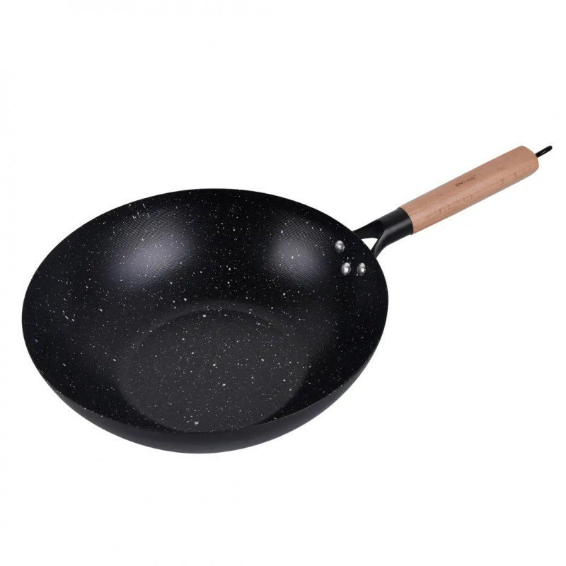 Kinghoff KH 1983 wok, 30 cm, finisaj marmură, inducție, negru