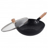 Kinghoff KH 1984 wok, 30 cm, Capac din sticlă cu gaură pentru abur, Finisaj marmură, Inducție, Negru