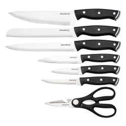 Set cuțite Klausberg KB 7985, 13 piese, Oțel inoxidabil, Mâner + ascuțitor, Negru