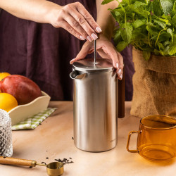 Presă franceză pentru cafea / ceai Kinghoff KH 1995, 1 l, Oțel inoxidabil, Pereți dubli, Inox