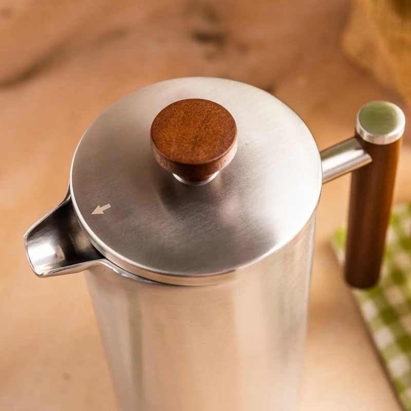 Presă franceză pentru cafea / ceai Kinghoff KH 1995, 1 l, Oțel inoxidabil, Pereți dubli, Inox