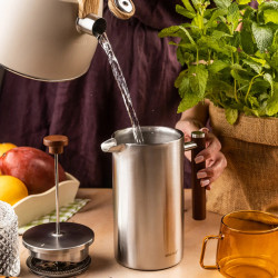 Presă franceză pentru cafea / ceai Kinghoff KH 1995, 1 l, Oțel inoxidabil, Pereți dubli, Inox