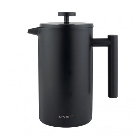 Presă franceză pentru cafea/ceai Kinghoff KH 1996, 1 l, Oțel inoxidabil, Pereți dubli, Negru