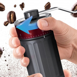 Măcinător manual de cafea Kinghoff KH 2002, 30 g, Mecanism ceramic, Reglare continuă a fineții, Negru