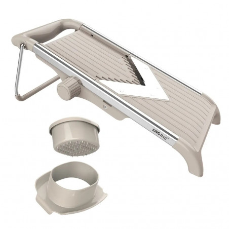 Răzătoare de legume Kinghoff KH 2006, grosime reglabilă, lame în formă de V, Julienne 5 mm, bej/gri