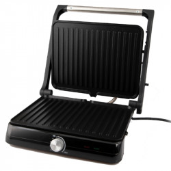 Toaster Rosberg R51442M, 2000W, grătar, plăci neaderente-29x23 cm, deschidere 180°C, Inox/negru