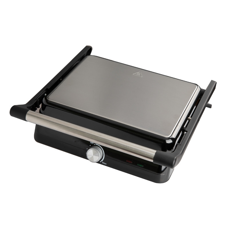 Toaster Rosberg R51442M, 2000W, grătar, plăci neaderente-29x23 cm, deschidere 180°C, Inox/negru