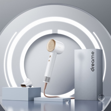 Dreame Glory uscător de păr, 1400W, 110000 rpm, 4 temperaturi, 2 viteze, 57°C, ionizare, termosenzor NTC, indicatori LED, alb