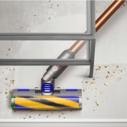 Aspirator vertical Dyson V15 Detect Absole 447000-01, 660W, 0.76 l, 60 min autonomie, Senzori, 3 moduri, LCD, Gri / aur