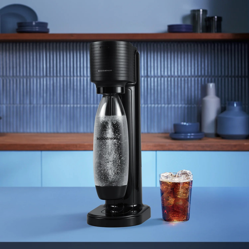 Aparat de apă carbogazoasă SodaStream GAIA, 1 l, carbonatare manuală, 2 etape, fără BPA, negru