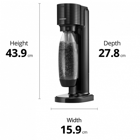 Aparat de apă carbogazoasă SodaStream GAIA, 1 l, carbonatare manuală, 2 etape, fără BPA, negru