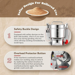 Râșniță electrică pentru cereale și condimente RL-FG21803, 2000W, 800 g, 36000 rpm, Timer, Inox