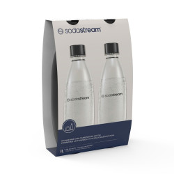 Set de sticle de carbonatare SodaStream Fuse, 1 l, 2 buc, fără BPA, compatibile cu DUO, ART, TERRA, GAIA, negru