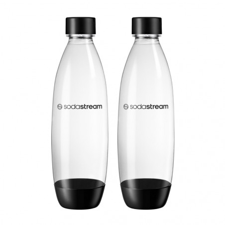 Set de sticle de carbonatare SodaStream Fuse, 1 l, 2 buc, fără BPA, compatibile cu DUO, ART, TERRA, GAIA, negru