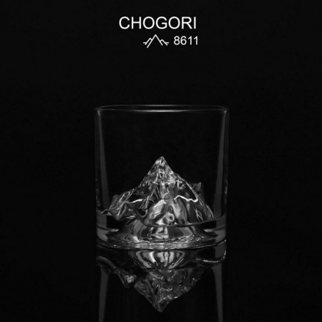 Set pahare pentru whisky LIITON K2 Chogori, Cristal, 230 ml, 2 buc, Fund 3D cu varf Chogori, Transparent