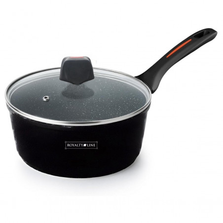 Caserolă cu capac Royalty Line RL-FSN20, 20 cm, 2.1 l, finisaj granit, inducție, negru
