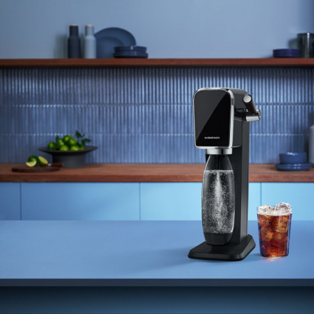 Aparat de apă carbogazoasă SodaStream ART, 1 l, carbonatare manuală, 2 etape, fără BPA, negru/argintiu