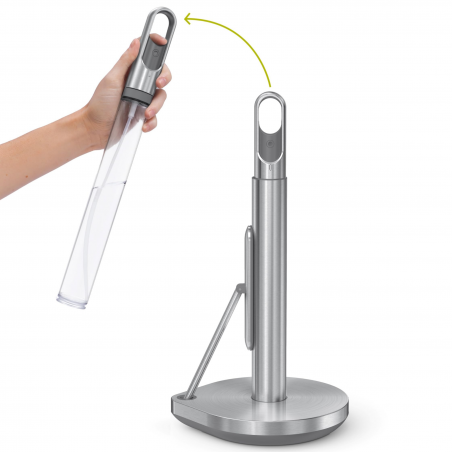 Suport pentru hârtie de bucătărie cu pulverizator de suprafață integrat SimpleHuman KT1196, 177 ml, 20.3x17.8x38.1 cm, Matte Inox