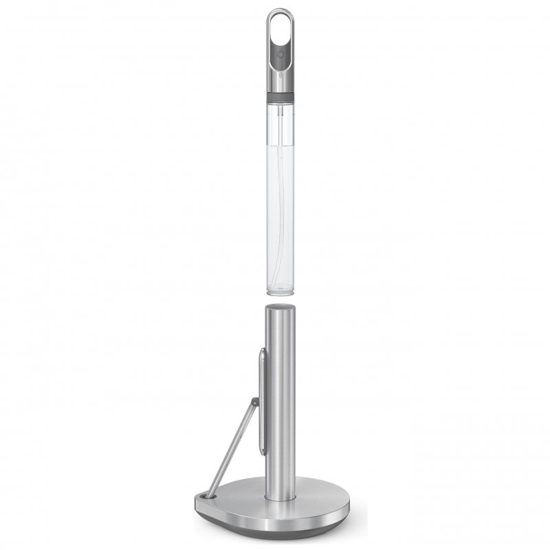 Suport pentru hârtie de bucătărie cu pulverizator de suprafață integrat SimpleHuman KT1196, 177 ml, 20.3x17.8x38.1 cm, Matte Inox