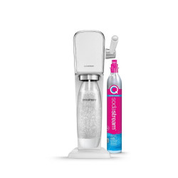 Aparat de apă carbogazoasă SodaStream ART, 1 l, carbonatare manuală, 2 etape, fără BPA, alb/argintiu
