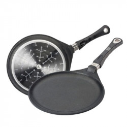 Planșetă pentru clătite AMT Gastroguss 128, 28 cm, Aluminiu turnat, Acoperire antiaderentă Lotan®, Până la 240°C, Negru