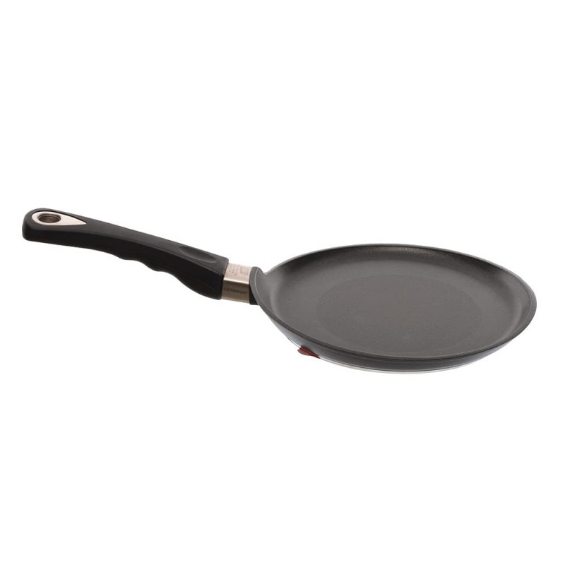 Planșetă pentru clătite AMT Gastroguss 124, 24 cm, Aluminiu turnat, Acoperire antiaderentă Lotan®, Până la 240°C, Negru