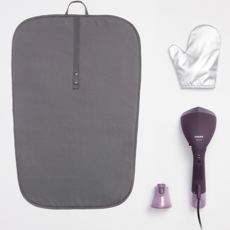 Fier de călcat cu abur Philips STH7050/30, 1500W, 100 + 200 ml, 28 g/min, OptimalTEMP, Cap reglabil, 2 niveluri de abur, Accesorii, Negru/violet