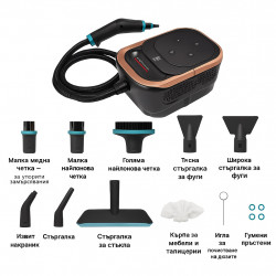 Curatator cu aburi Oliver Voltz OV51002B, 1500W, 4 bar, 1.25 l, 6 trepte, Dezinfectie, Accesorii, Negru