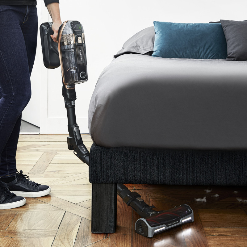 Rowenta X-Force Flex 15.60 RH99F1, 520W, 230AW, 0.9 litri, 32.4V, Autonomie 80 min, Auto power, LED, Display, Flex, Negru/Bronz