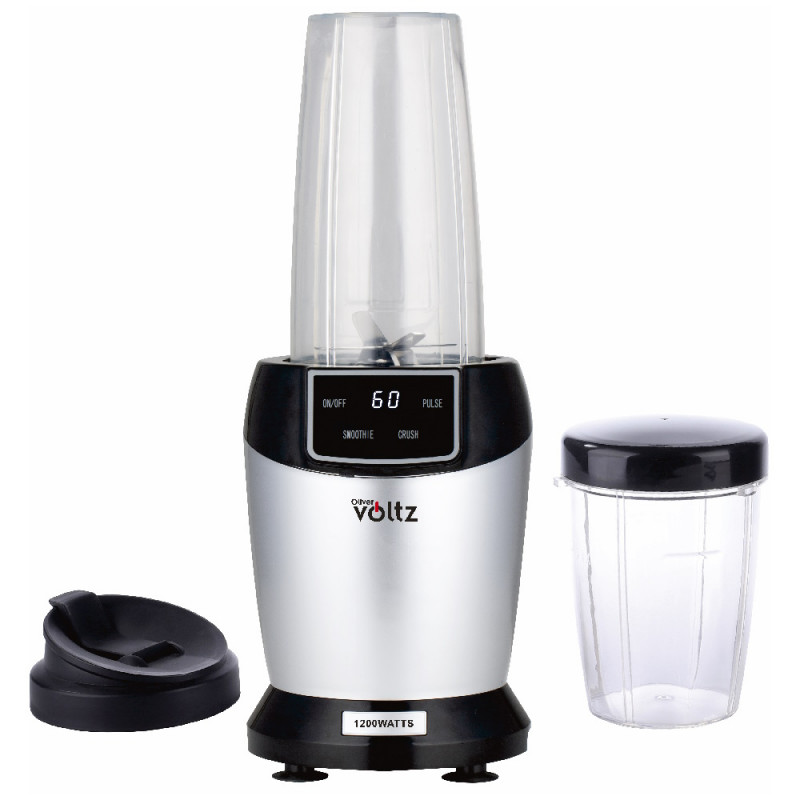 Nutri Blender Oliver Voltz OV51162FS, 1200W, 2 pahare, 1 litru/800 ml, fără BPA, Afisaj LED, Argintiu