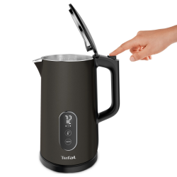 Fierbător electric Tefal KI831E10, 1800W, 1.7 l, 5 niveluri de temperatură, LED, Control tactil, Baza 360°C, Pereți dubli, Filtru anticalcar, Negru