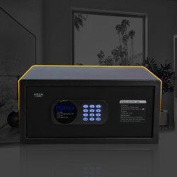 Seif electronic Adler AD 1045, 200x420x370 mm, 14 l, Blocare după 4 încercări greșite, Avertizare baterie descărcată, Negru