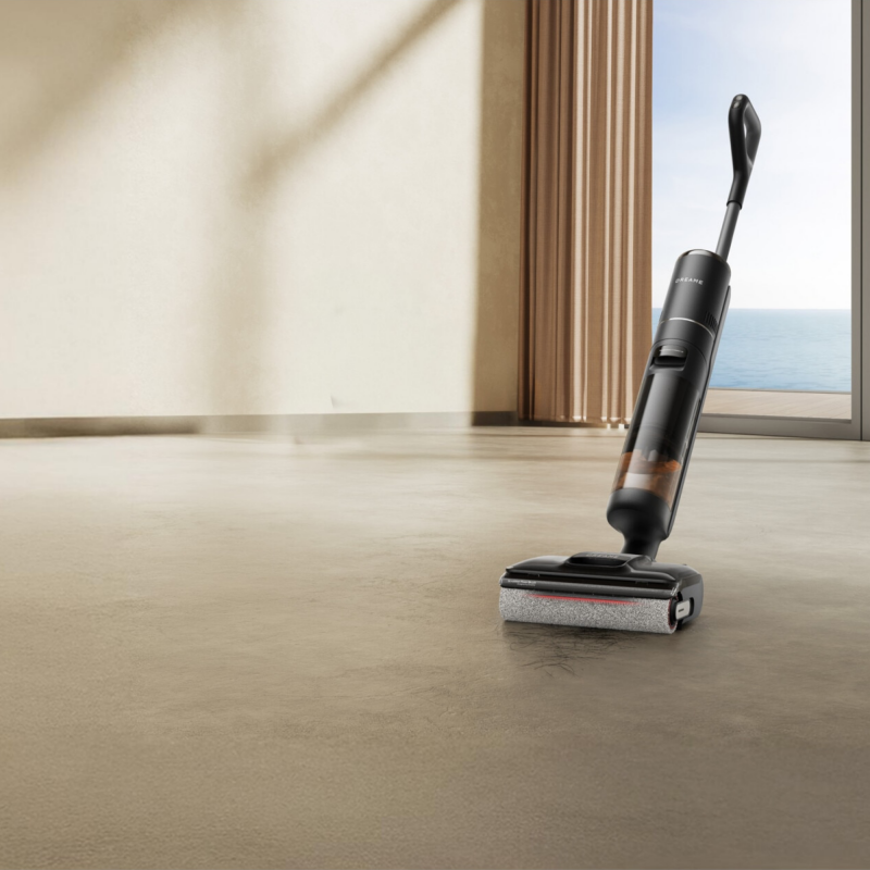 Aspirator vertical DREAME H12 Pro HHR25A, 300W, 0.7/0.9 l, 3 moduri, 35 min, Umed/uscat, Alerte vocale, LED, Uscare mop automată, Negru/gri