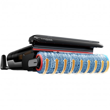 Aspirator vertical DREAME H12 Pro HHR25A, 300W, 0.7/0.9 l, 3 moduri, 35 min, Umed/uscat, Alerte vocale, LED, Uscare mop automată, Negru/gri