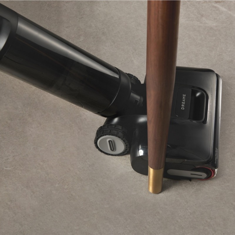 Aspirator vertical DREAME H12 Pro HHR25A, 300W, 0.7/0.9 l, 3 moduri, 35 min, Umed/uscat, Alerte vocale, LED, Uscare mop automată, Negru/gri