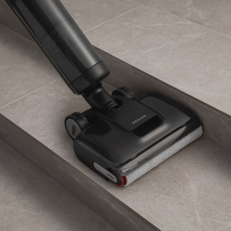 Aspirator vertical DREAME H12 Pro HHR25A, 300W, 0.7/0.9 l, 3 moduri, 35 min, Umed/uscat, Alerte vocale, LED, Uscare mop automată, Negru/gri