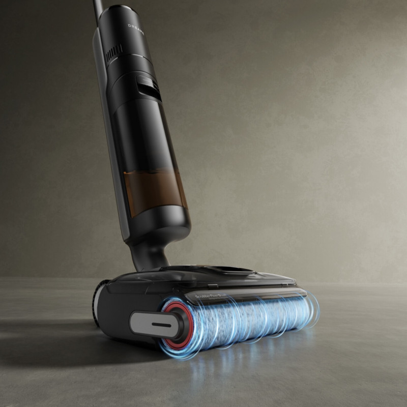 Aspirator vertical DREAME H12 Pro HHR25A, 300W, 0.7/0.9 l, 3 moduri, 35 min, Umed/uscat, Alerte vocale, LED, Uscare mop automată, Negru/gri