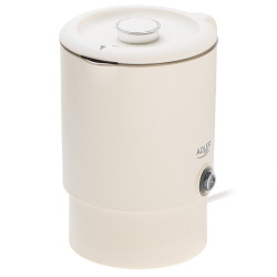 Fierbător electric pentru drumeții Adler AD 1388b, 650W, 0,8 l, Capac detașabil, Bază rotativă, Bej