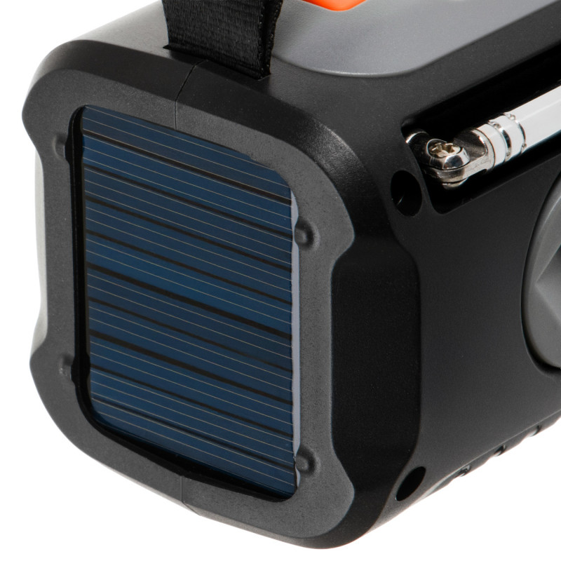 Adler AD 1920 Radio de urgență, panou solar / dinamo portabil / USB-C, 4500 mAh, Bluetooth, afișaj LED, negru / portocaliu