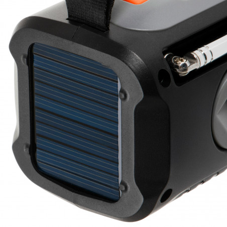 Adler AD 1920 Radio de urgență, panou solar / dinamo portabil / USB-C, 4500 mAh, Bluetooth, afișaj LED, negru / portocaliu