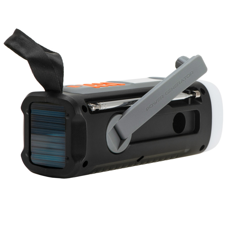 Adler AD 1920 Radio de urgență, panou solar / dinamo portabil / USB-C, 4500 mAh, Bluetooth, afișaj LED, negru / portocaliu