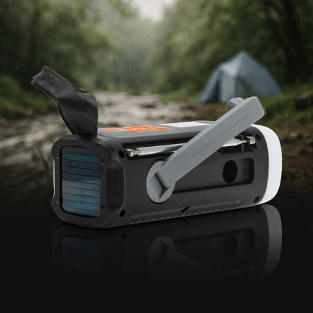 Adler AD 1920 Radio de urgență, panou solar / dinamo portabil / USB-C, 4500 mAh, Bluetooth, afișaj LED, negru / portocaliu
