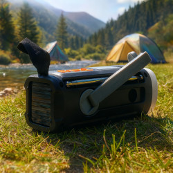 Adler AD 1920 Radio de urgență, panou solar / dinamo portabil / USB-C, 4500 mAh, Bluetooth, afișaj LED, negru / portocaliu
