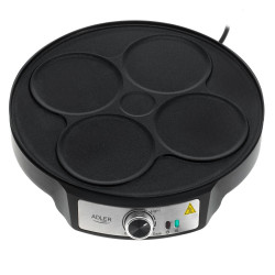 Aparat pentru clătite Adler AD 3093, 1600W, 30 cm, Ustensile incluse, Negru/Inox