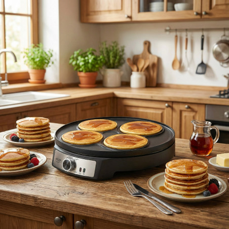 Aparat pentru clătite Adler AD 3093, 1600W, 30 cm, Ustensile incluse, Negru/Inox